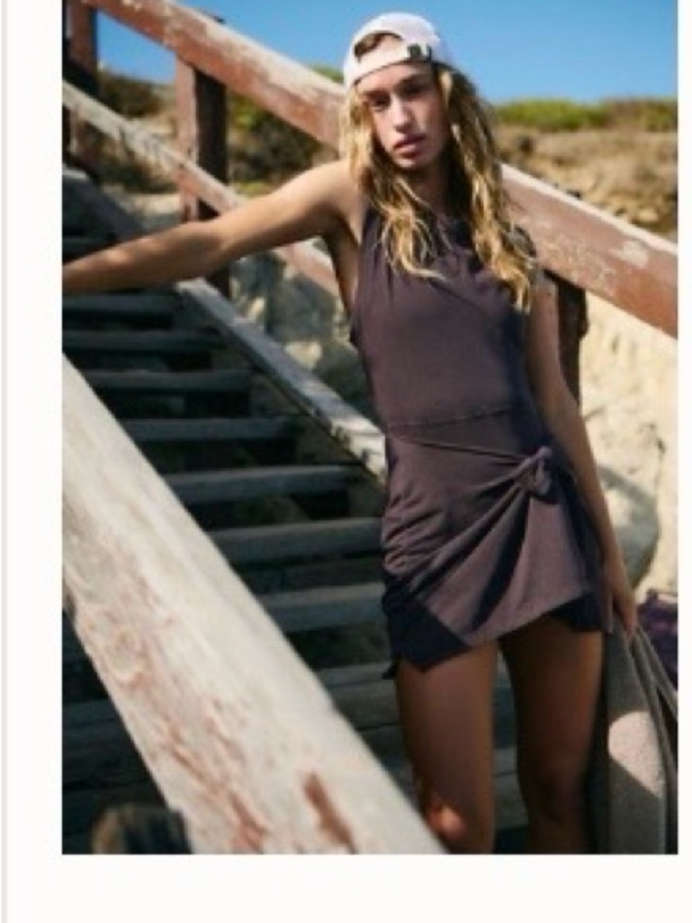 Knot-Waist Sleeveless Mini Dress - Charcoal
